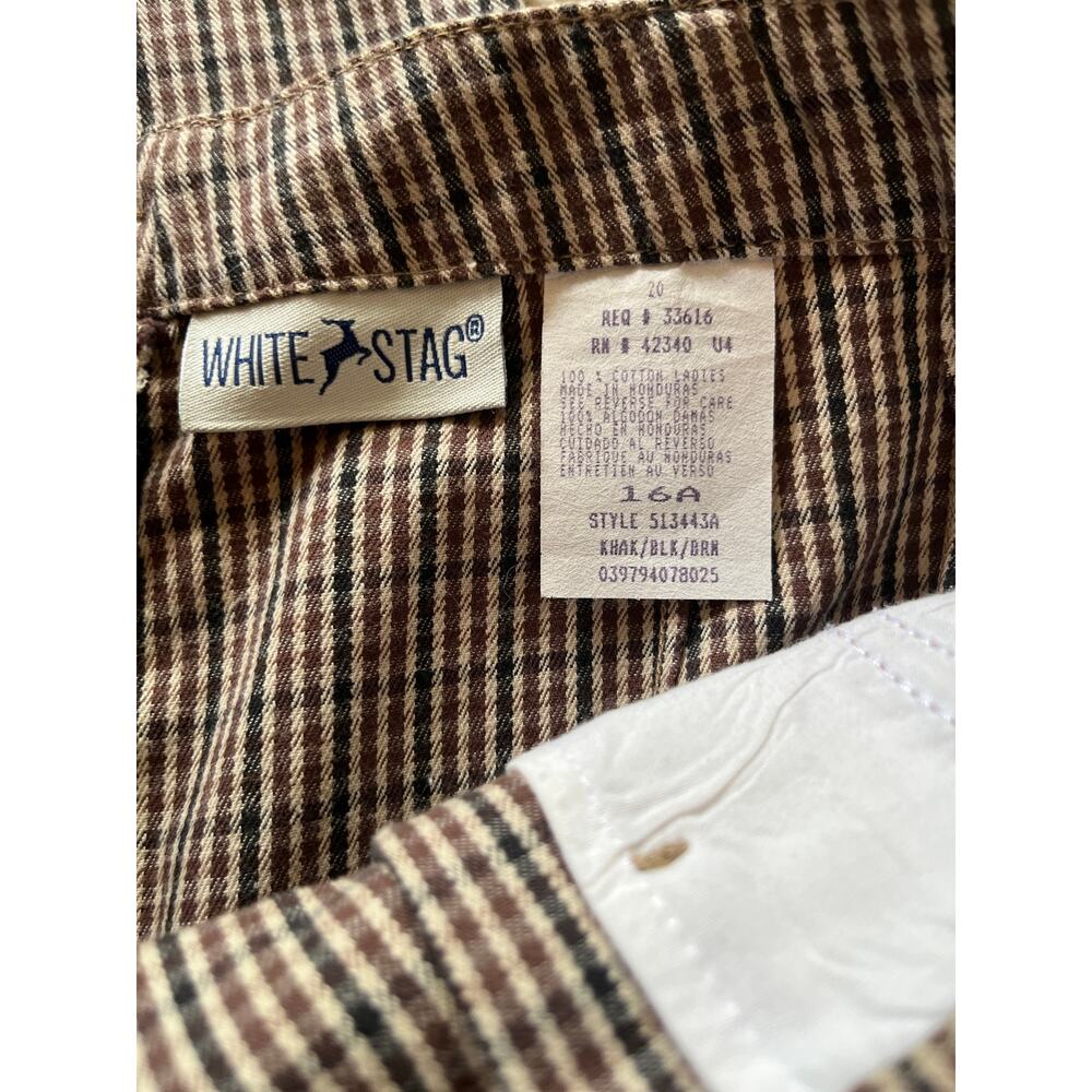 Vintage 90s Plaid Pants Brown Pleated Cotton Relaxed Straight Leg Size Large - Picture 5 of 5